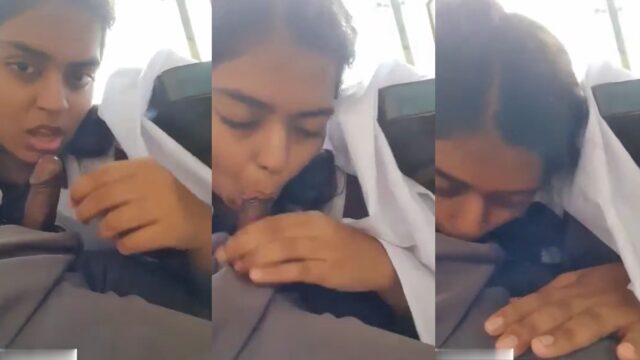 College girl Nidhi bus mein apne bf ka lund chostay hui, video viral