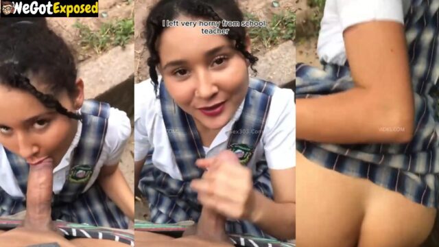 Beautiful Curly Hairs College Girl Outdoor Romance with Professor
